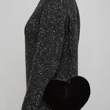 Le Coeur black shearling crossbody bag