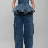 Cargo blue denim pants