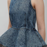 Blue denim peplum top