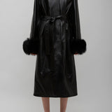 Alaia black leather long coat