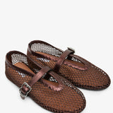 Bronze metallic mesh ballet flats