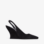 Black wedge sandal on a white background