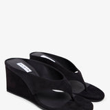 Black 75 wedge thong sandals