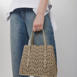 Mina 25 vienne greige suede tote bag