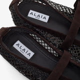Strass mesh brown suede ballet flats