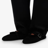 Black merino shearling ballet flats