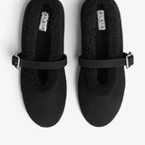 Black merino shearling ballet flats