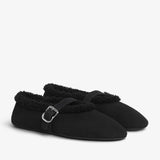 Black merino shearling ballet flats