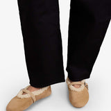 Camel merino shearling ballet flats