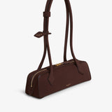 Le teckel small brown suede bag