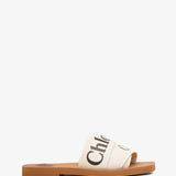 Woody white linen slide sandals