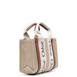 Woody mini white brown canvas bag