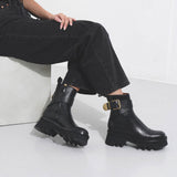 Owena black leather ankle boots