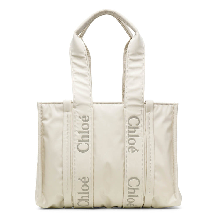 Woody medium ivory nylon tote bag