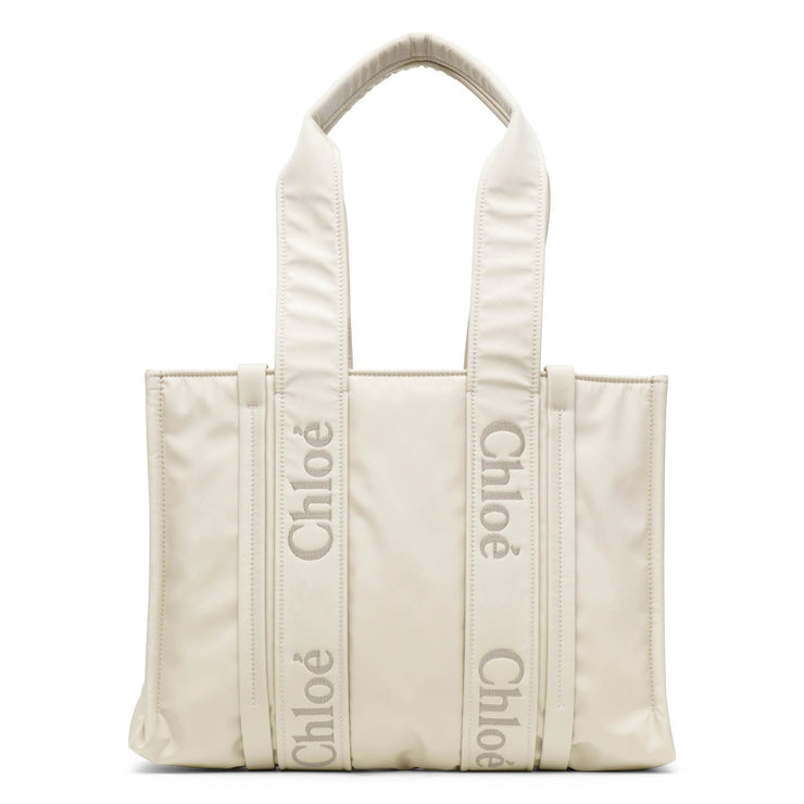 Woody medium ivory nylon tote bag