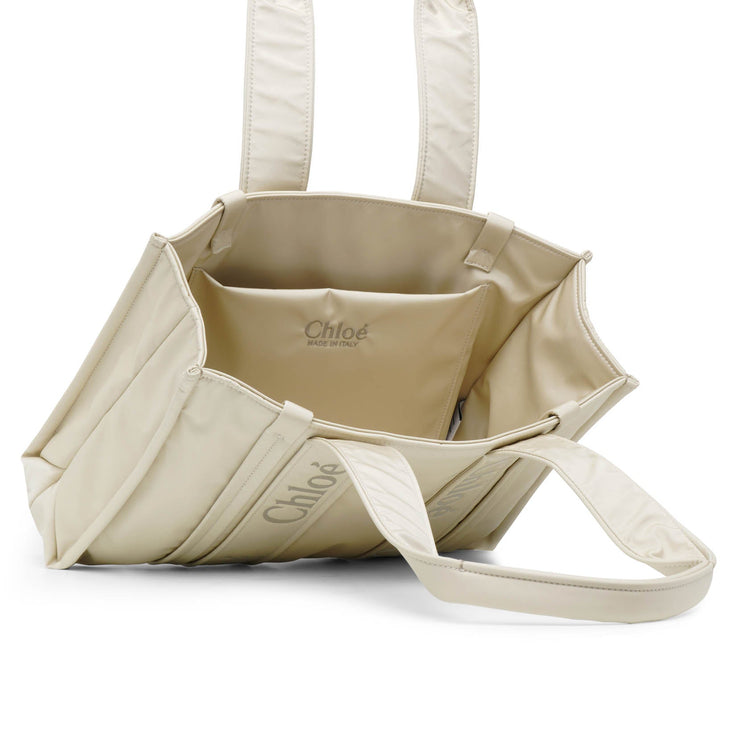 Woody medium ivory nylon tote bag