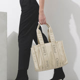 Woody medium ivory nylon tote bag