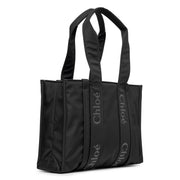 Woody medium black nylon tote bag