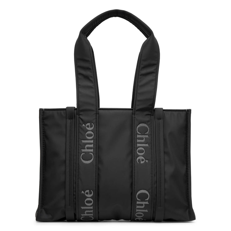 Woody medium black nylon tote bag