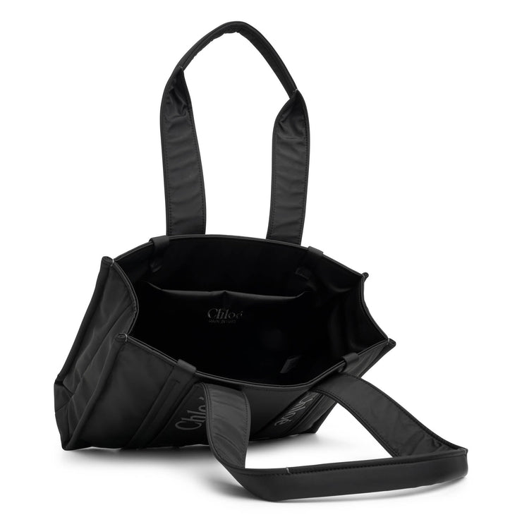 Woody medium black nylon tote bag