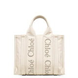 Woody small ivory nylon tote bag