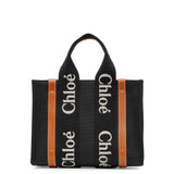 Woody small black canvas tote bag