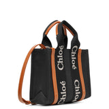 Woody small black canvas tote bag