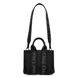 Woody small black nylon tote bag