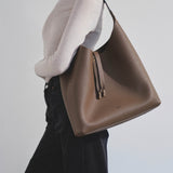 Marcie taupe leather shoulder bag