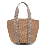 Woody braided grey raffia bag