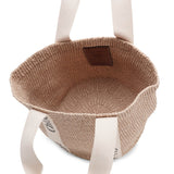 Woody logo white raffia bag