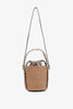 Woody braided grey raffia bucket bag