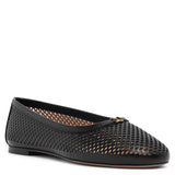 Marcie black leather perforated ballerinas