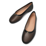 Marcie black leather perforated ballerinas