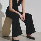 Marcie black leather perforated ballerinas