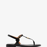 Marcie black leather flat sandals