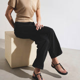 Marcie black leather flat sandals