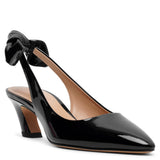 Oli black patent slingback pumps