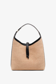 Marcie beige raffia shoulder bag