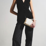 Marcie white leather clutch