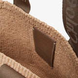 Woody raffia dark nut tote bag