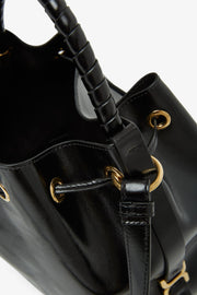 Marcie black leather bucket bag