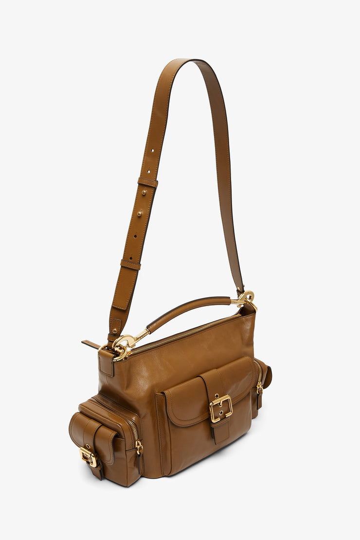 Shiny dark khaki camera bag