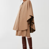 Knee-length cape in organic cotton gabardine