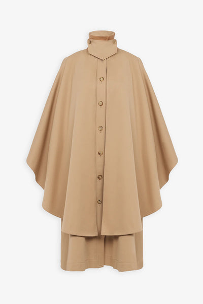 Knee-length cape in organic cotton gabardine