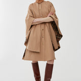Knee-length cape in organic cotton gabardine