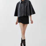 Short cape in soft nappa leather