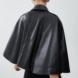 Short cape in soft nappa leather