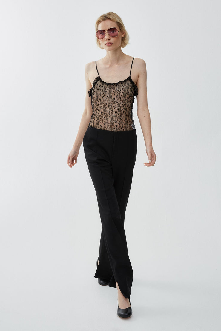 Ruffled camisole top in lingerie tulle