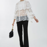 Gathered top in lace